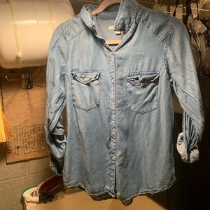 A jean button down shirt